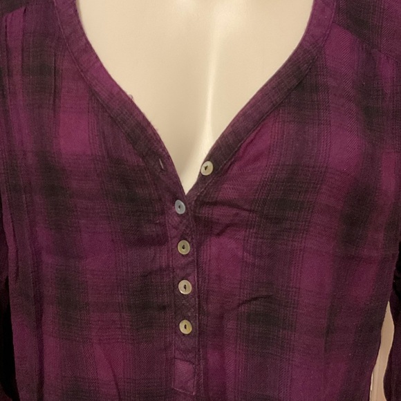 Rebecca Malone Purple Plaid Button-Down Shirt - Picture 2 of 8